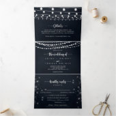 De rustieke String Lights Trifold van Bruiloft Drieluik Uitnodiging (Binnen)