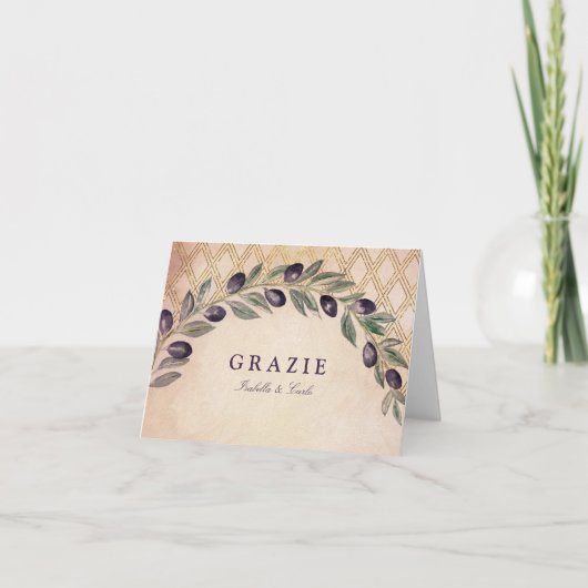 De rustieke Toscaanse Olijf vertakt zich Huwelijk Kaart (Voorkant)