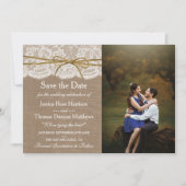 De rustieke Twine Bow Bruiloft Collectie Foto Save The Date (Voorkant)