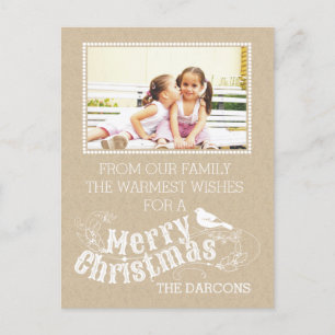 De rustieke typografie vintage geslepen foto van feestdagenkaart