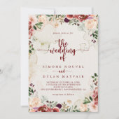 De rustieke zomer bloemenkalligrafie van bruiloft kaart (Voorkant)