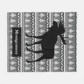 De rustieke Zwarte Familienaam van het Patroon van Fleece Deken (Voorkant (Horizontaal))