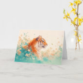 De rustige blik van een majestueuze tijger kaart (Gele Bloem)
