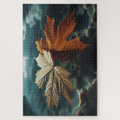 De rustige dans van herfstbladeren in koel water legpuzzel (Verticaal)
