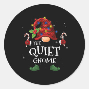 De rustige gnoom buffel geruite kerstboom licht ronde sticker