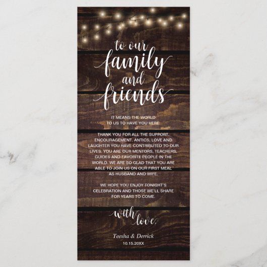 De rustige lichten van het Koord, Plaats die Dank  Programmakaart (Voorkant)