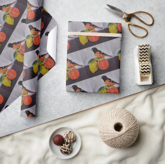 De rustige pose van de Oriole Schilderij van Alfre Cadeaupapier (Crafts)
