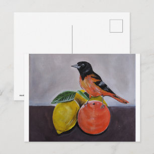 De rustige pose van de oriool Schilderij van Alfre Briefkaart