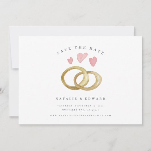 de rustige waterverf trouwring sparen de datum (Voorkant)