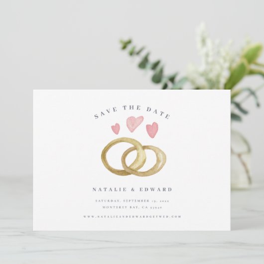 de rustige waterverf trouwring sparen de datum (Staand voorkant)