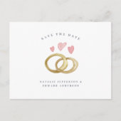 de rustige waterverf trouwring sparen de datum briefkaart (Voorkant)