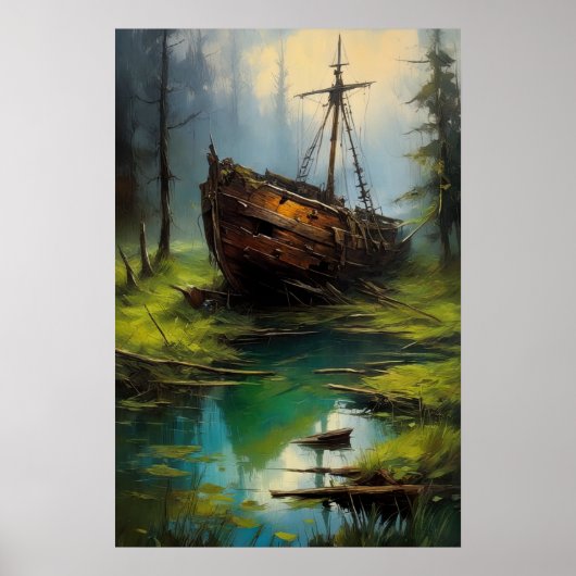 De rustplaats van het houten schip poster (Voorkant)