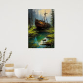 De rustplaats van het houten schip poster (Keuken)