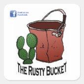 De Rusty Bucket Vierkante Sticker (Voorkant)