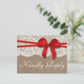 De RVS-verzamelcollectie "Rustic Red Bow"-bruiloft Uitnodiging Briefkaart (Staand voorkant)