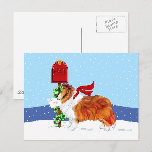 De Sabelmarter van de Post van Kerstmis van Feestdagenkaart (Voorkant / Achterkant)