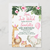 De Safari Dieren van meisjes Ze is twee Wilde Dage Kaart (Voorkant)