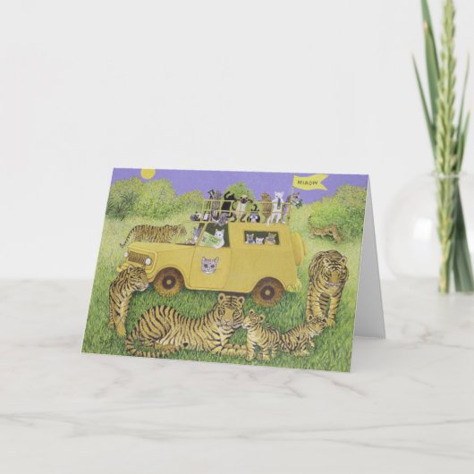 De Safari van de kat Feestdagen Kaart (Voorkant)
