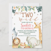 De Safari van Girl. Ze is twee Wilde Dag Kaart (Voorkant)