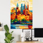 De Sagrada Familia in het Abstracte Fauvist Poster (Thuiskantoor)