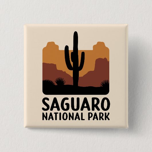 De Saguaro Cactus Vierkante Button 5,1 Cm (Voorkant)