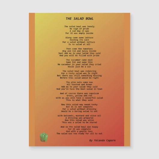 De salad Bowl Magnetic Kaart (Voorkant)