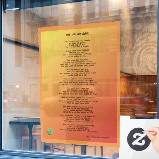 De salad Bowl-vensterbank Raamsticker (Cafe Raam)