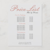 De salon van de Lijst van de prijs, spa, schoonhei (Voorkant)