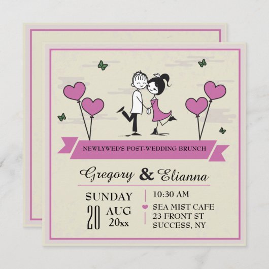 De samen PostUitnodiging van de Brunch van het Kaart (Voorkant / Achterkant)