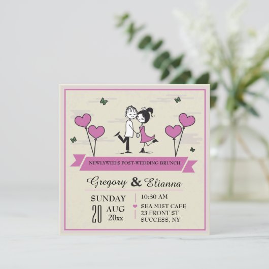 De samen PostUitnodiging van de Brunch van het Kaart (Staand voorkant)
