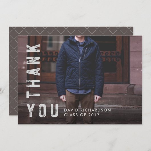 De samengedrukte Tekst Afstuderen Dank u met Foto Bedankkaart (Voorkant / Achterkant)