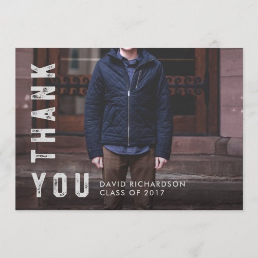 De samengedrukte Tekst Afstuderen Dank u met Foto Bedankkaart (Voorkant)