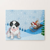 De samenzollen van de grens hebben een wintervakan legpuzzel (Horizontaal)