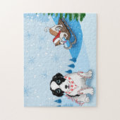 De samenzollen van de grens hebben een wintervakan legpuzzel (Verticaal)