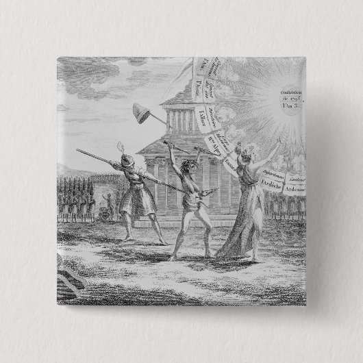 De samenzwering van Babeuf, jaar 4 Vierkante Button 5,1 Cm (Voorkant)