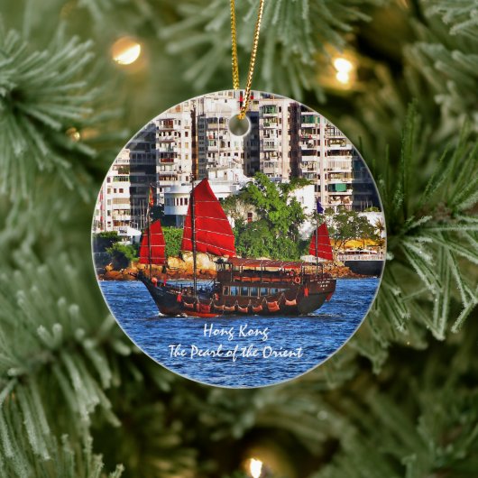 De Sampan van Hong Kong de Parel van het Oosten Keramisch Ornament (Boom)