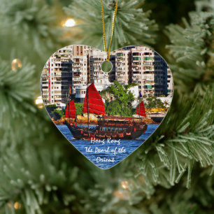 De Sampan van Hong Kong de Parel van het Oosten Keramisch Ornament