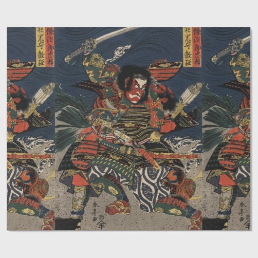 De samurai-strijders Tadanori en Noritsune Cadeaupapier (Vlak)