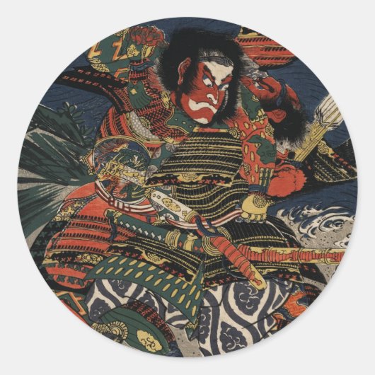 De samurai-strijders Tadanori en Noritsune Ronde Sticker (Voorkant)