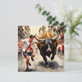 De San Fermin parade in Spanje Feestdagenkaart (Staand voorkant)