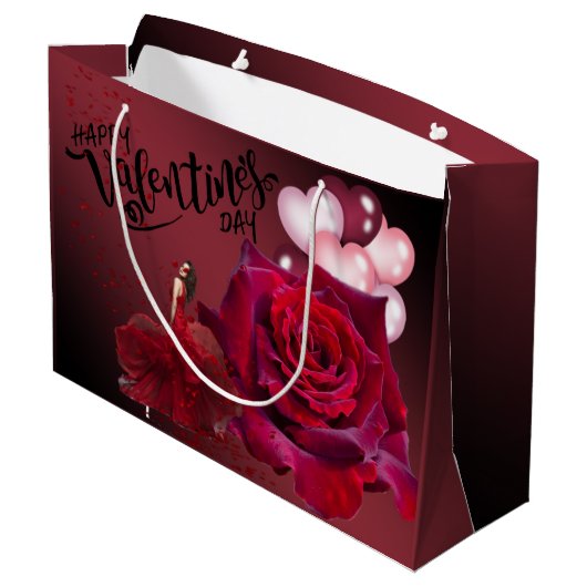 de San Valentín con rosas Groot Cadeauzakje (Achterkant Gekanteld)