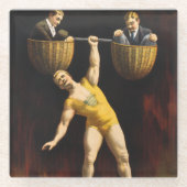 De Sandow Eugen Sandow Vaudeville Gewichtheffer Glazen Onderzetter (Voorkant)