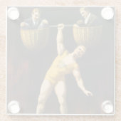 De Sandow Eugen Sandow Vaudeville Gewichtheffer Glazen Onderzetter (Achterkant)