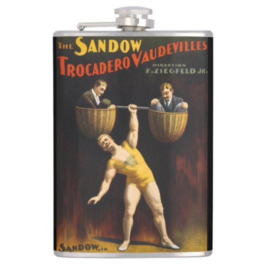 De Sandow Eugen Sandow Vaudeville Gewichtheffer Heupfles (Voorkant)
