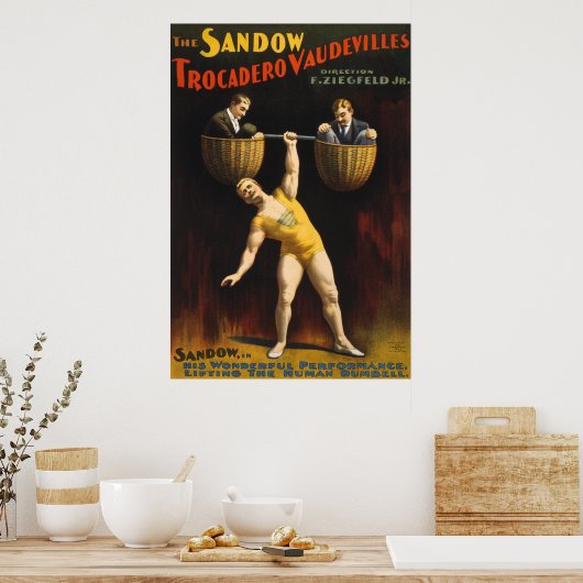 De Sandow Eugen Sandow Vaudeville Gewichtheffer Poster (Keuken)