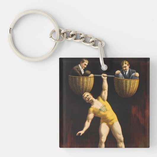 De Sandow Eugen Sandow Vaudeville Gewichtheffer Sleutelhanger (Voorkant)