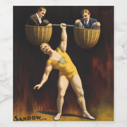 De Sandow Eugen Sandow Vaudeville Gewichtheffer Wijn Etiket (Enkel label)