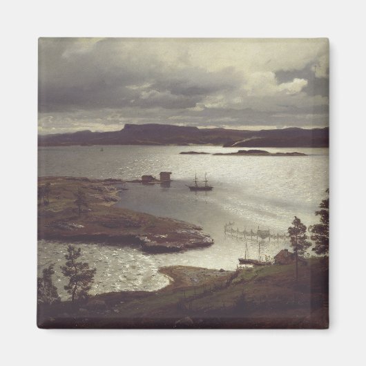 De Sandvik Fiord door Hans Gude Magneet (Voorkant)