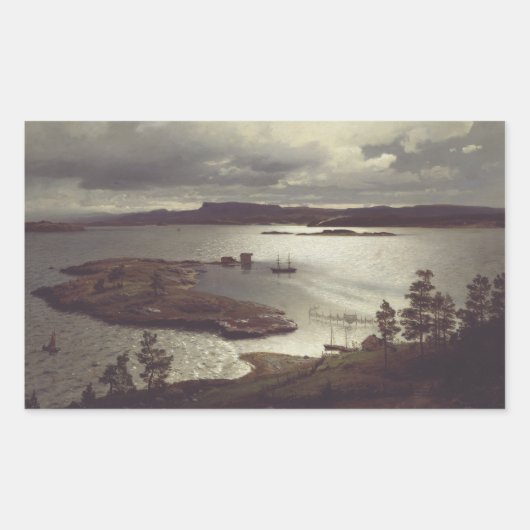 De Sandvik Fiord van Hans Gude Rechthoekige Sticker (Voorkant)