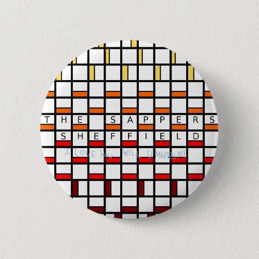 De Sappers Sheffield Badge Ronde Button 5,7 Cm (Voorkant)